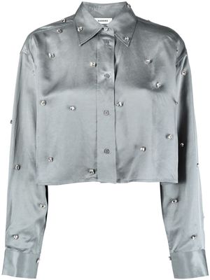 SANDRO crystal-embellished cropped shirt - Grey