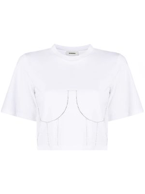 SANDRO crystal-embellished cropped T-shirt - White
