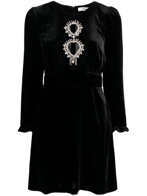 SANDRO crystal-embellished velvet minidress - Black