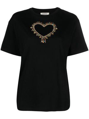 SANDRO cut-out cotton T-shirt - Black
