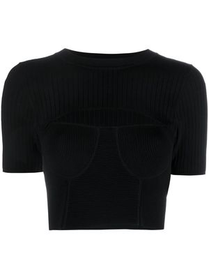 SANDRO cut-out cropped T-shirt - Black