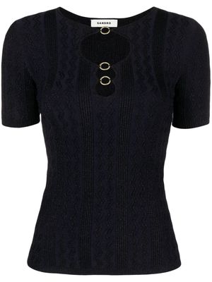 SANDRO cut-out knitted top - Blue