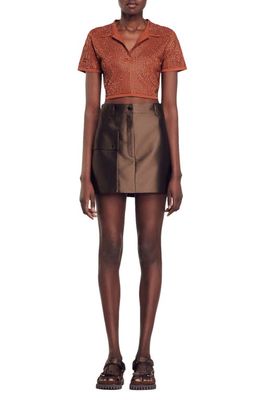 sandro Dada Satin Skirt in Brown