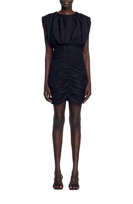 sandro Diamant Ruched Dress in Black