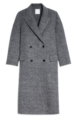 sandro Double Breasted Long Jacket in Mixed Grey