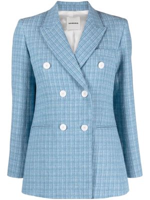 SANDRO double-breasted tweed blazer - Blue