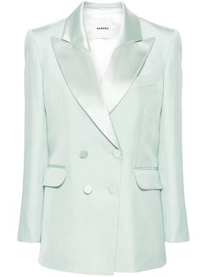SANDRO double-breasted twill-weave blazer - Blue