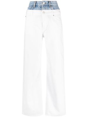 SANDRO double-waisted organic-cotton wide-leg jeans - White