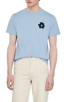sandro Embroidered Flower T-Shirt in Blue