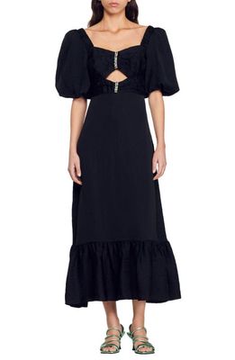 sandro Falbala Embellished Cutout Dress in Black