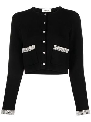 SANDRO faux pearl-embellished jacket - Black