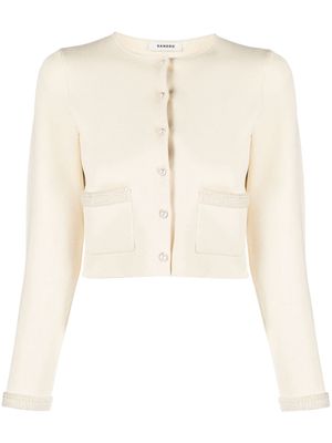 SANDRO faux pearl-embellished jacket - Neutrals