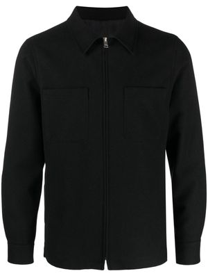 SANDRO felted zip-up shirt jacket - Black