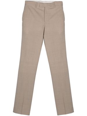 SANDRO fine-checked virgin-wool trousers - Brown