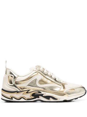 SANDRO flame-detail low-top sneakers - Gold