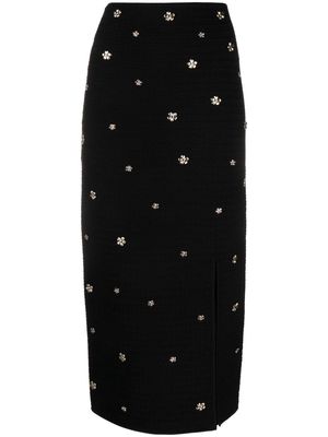 SANDRO floral-appliqué pencil skirt - Black
