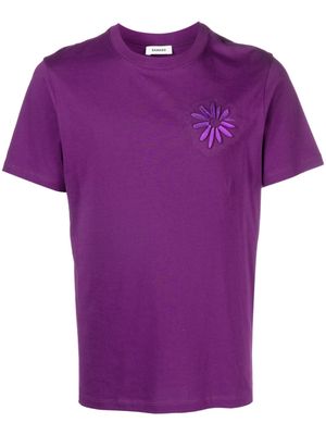 SANDRO floral-appliqué T-shirt - Purple