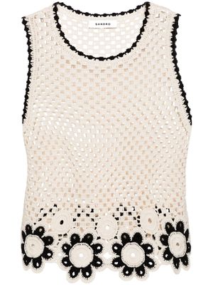 SANDRO floral crochet tank top - Neutrals