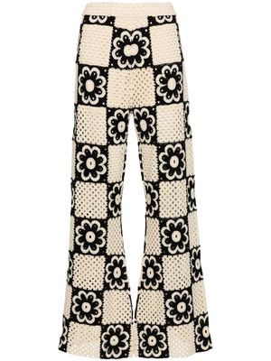 SANDRO floral crochet trousers - Neutrals