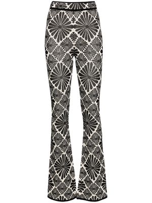 SANDRO floral-embroidered flared trousers - Black