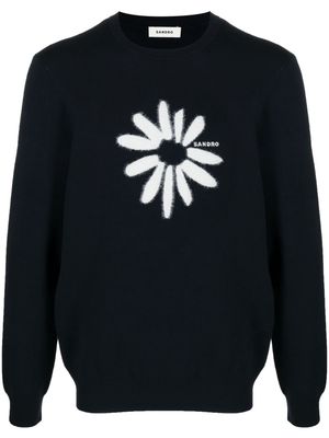 SANDRO floral-intarsia fine-knit jumper - Blue