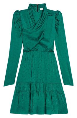 sandro Floral Jacquard Dress in Emerald Green