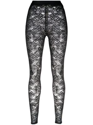 SANDRO floral-lace leggings - Black