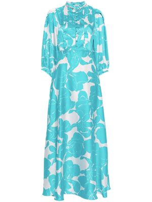 SANDRO floral-print flared maxi dress - Blue
