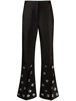 SANDRO flower-embellished flared trousers - Black