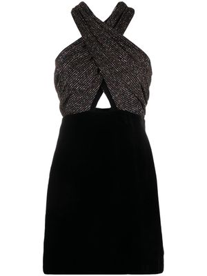 SANDRO glitter-embellished velvet minidress - Black