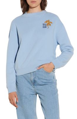 sandro Golden Palm Sweatshirt in Blue Sky