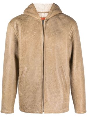 SANDRO grained-effect hooded jacket - Neutrals