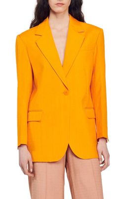 sandro Harper One-Button Blazer in Orange
