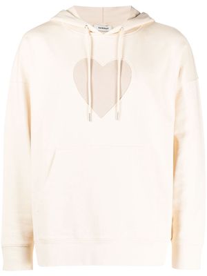 SANDRO heart-appliqué cotton hoodie - Neutrals