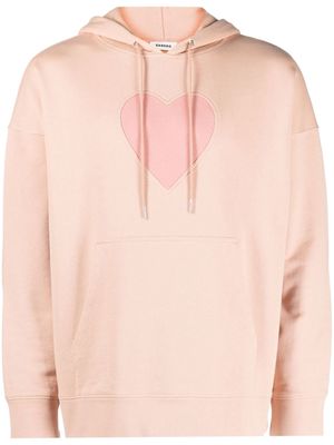 SANDRO heart-appliqué cotton hoodie - Pink