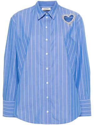 SANDRO heart cut-out striped shirt - Blue