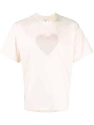 SANDRO heart-motif cotton T-shirt - Neutrals