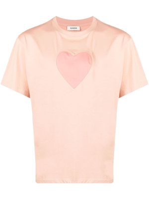 SANDRO heart-print cotton T-shirt - Pink