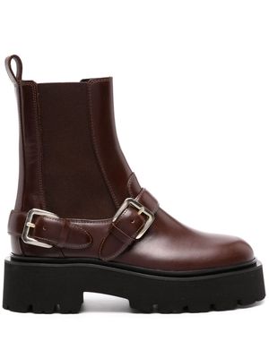 SANDRO Helen leather ankle boots - Brown