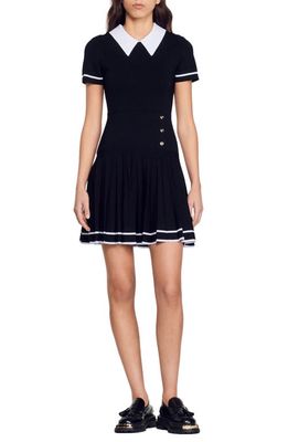 sandro Hirondelle A-Line Knit Dress in Black
