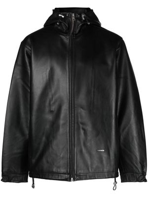 SANDRO hooded leather jacket - Black