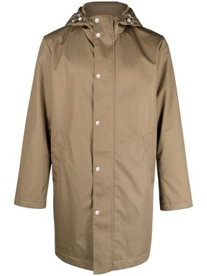 SANDRO hooded single-breasted raincoat - Neutrals