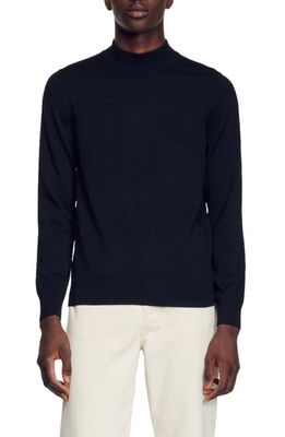 sandro Industrial Mock Neck Wool Sweater in Black