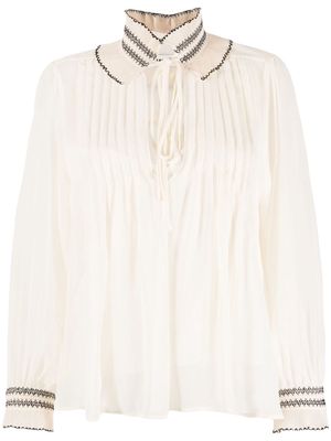 SANDRO Jacinthe front tie-fastening blouse - Neutrals