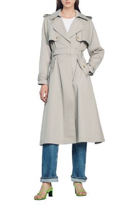 sandro Jacob Pleated Trench Coat in Putty