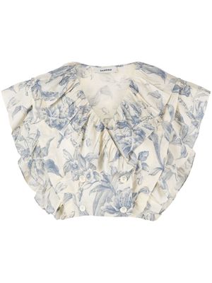 SANDRO Josey floral-print blouse - Neutrals