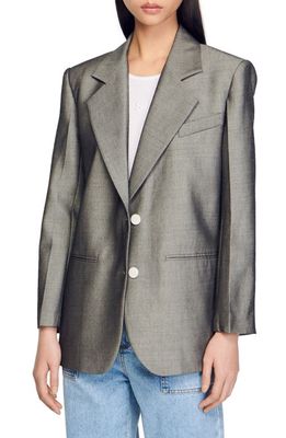 sandro Katerina Virgin Wool Blend Blazer in Grey