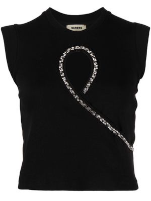 SANDRO keyhole-neck crystal-embellished top - Black