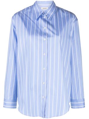SANDRO lace-detailing striped shirt - Blue