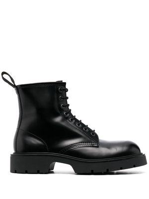 SANDRO lace-up leather ankle boots - Black